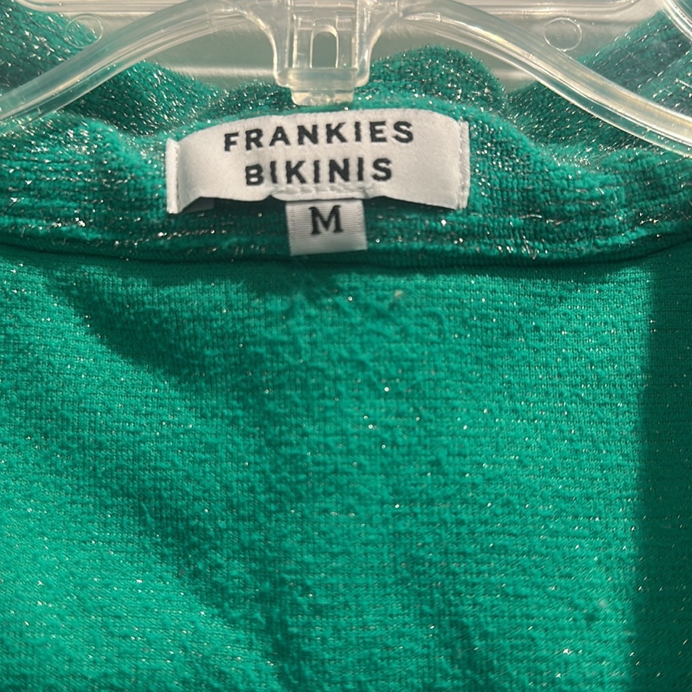 Frankies Bikinis Green Terry Cloth Shirt - image 2